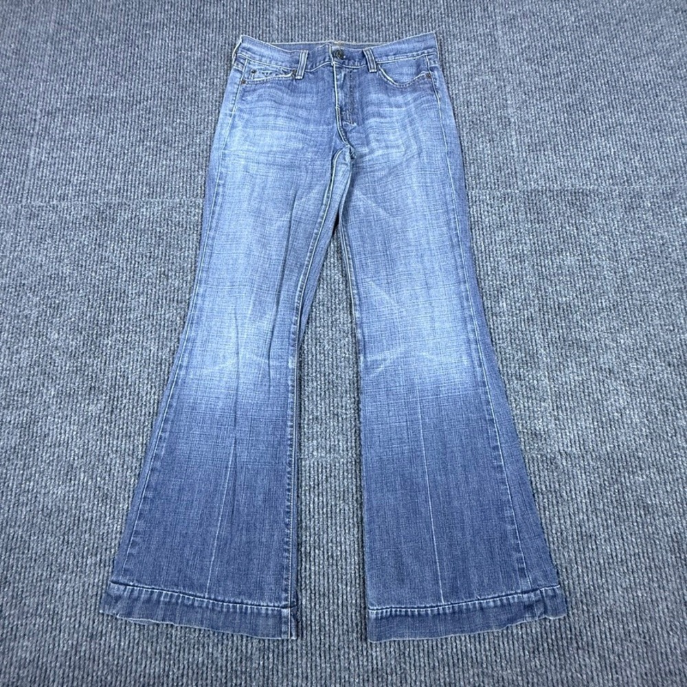 7 For All Mankind Dojo Wide Leg Flare Jeans Blue Denim U115B019U-G-019U Size 28